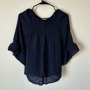 Westport Dark Navy Blue 3/4 Bell Sleev Women's Blouse